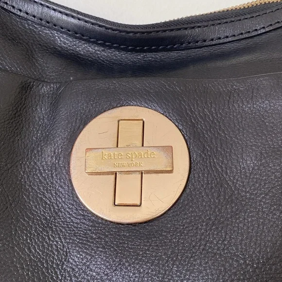 Kate Spade Womenʼs Black Boho Leather Handbag Shoulder Bag/Purse Polka Dot Lined - Picture 4 of 15